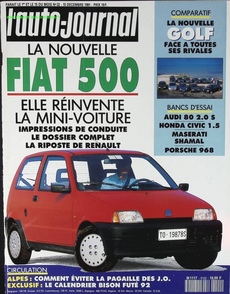 Fiat 500 - L'auto journal - n° 22 - 1991 - magazine review - car