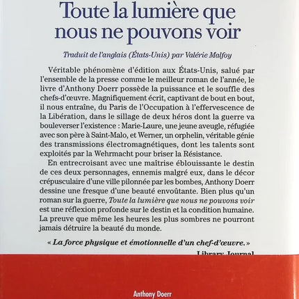 Toute la lumière que nous ne pouvons voir - Anthony Doerr - Livre