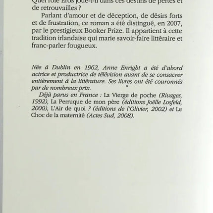 Retrouvailles - Anne Enright - livre
