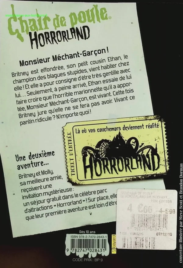 Chair De Poule - Horrorland - Tome 1 - Monsieur Méchant-Garçon ! - R.L Stine - livre