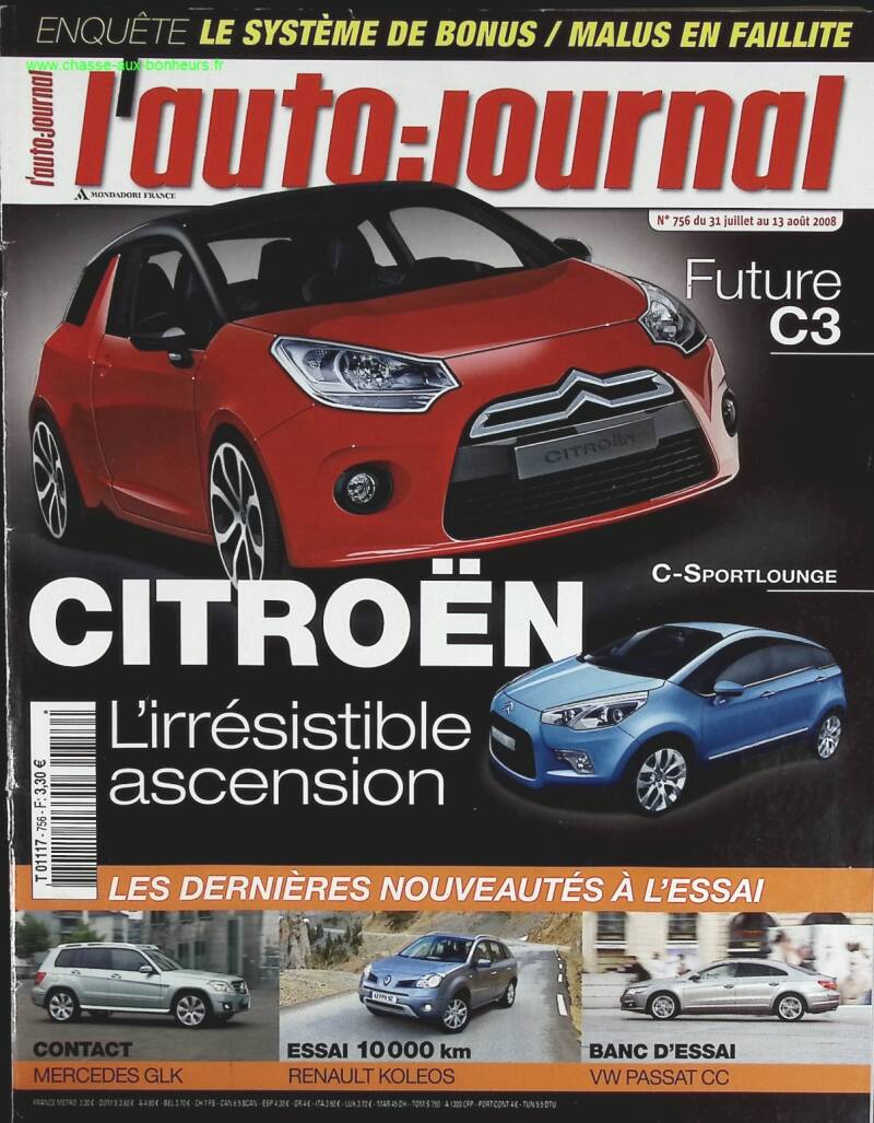 Citroën futur C3 - L'auto journal - n° 756 - 2008 - revue magazine - voiture