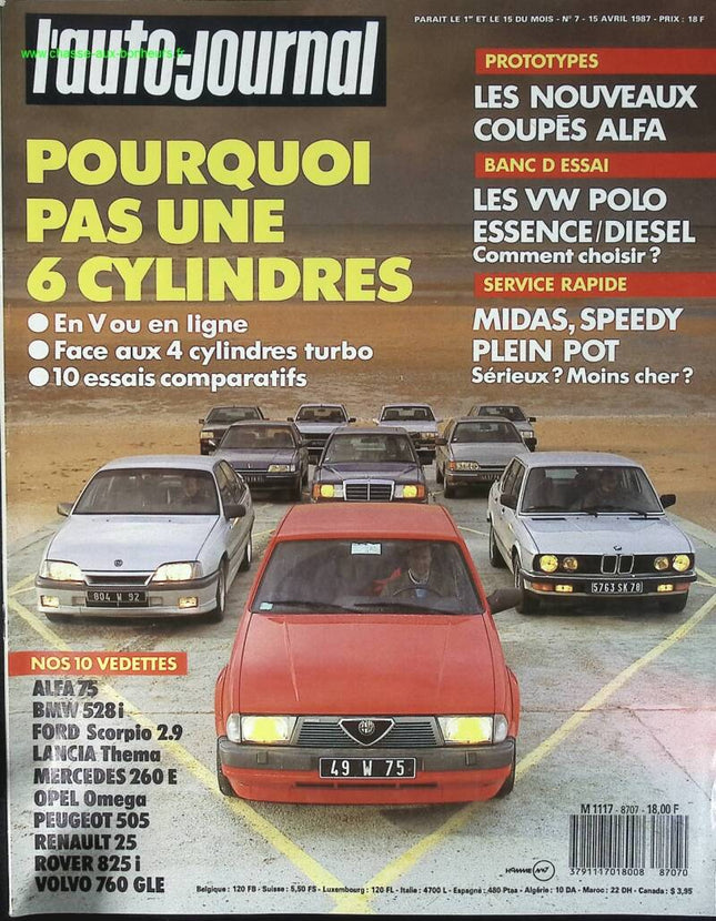 Pourquoi pas un 6 cylindres - L'auto journal - n° 7 - 1987 - revue magazine - voiture