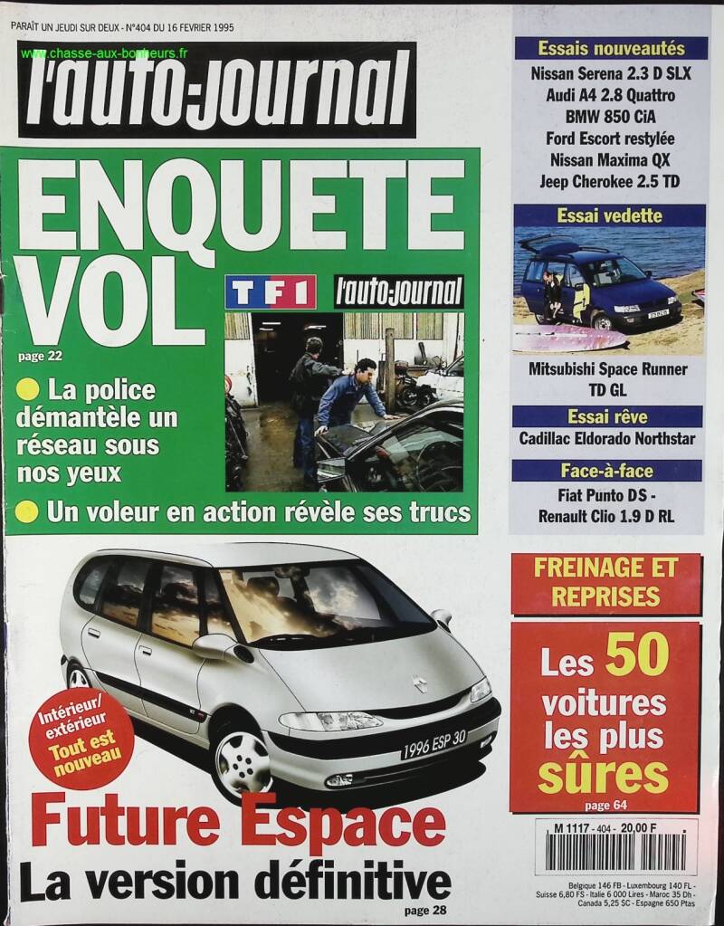 Futur Renault Espace - L'auto journal - n° 404 - 1995 - revue magazine - voiture