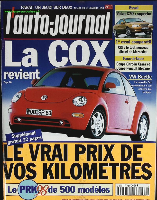 La Cox revient - L'auto journal - n° 481 - 1998 - revue magazine - voiture