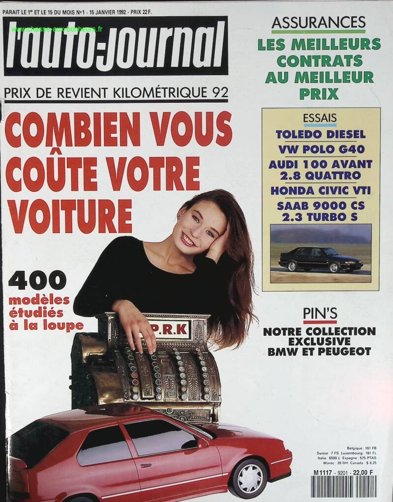 Combien vous coûte votre voiture - L'auto journal - n° 1 - 1992 - revue magazine - voiture