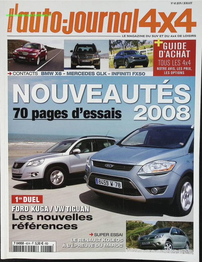 Nouveautés 2008 - 4X4 - L'auto journal - n° 43 - 2008 - revue magazine - voiture