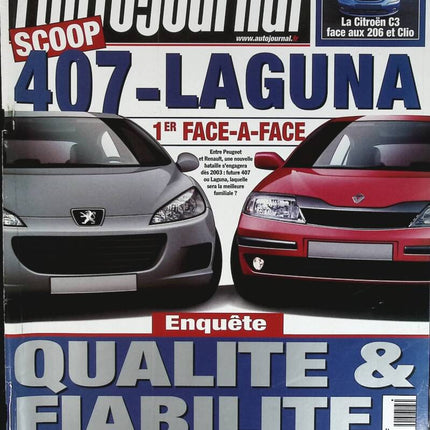 Peugeot 407 Renault Laguna - L'auto journal - n° 579 - 2001 - magazine review - car
