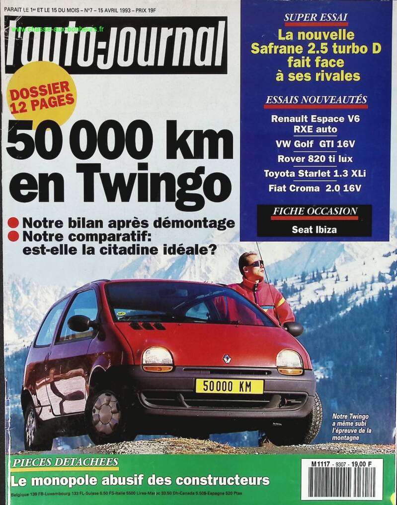 50.000 km im Renault Twingo - L'auto journal - Nr. 7 - 1993 - Zeitschriftenbericht - Auto