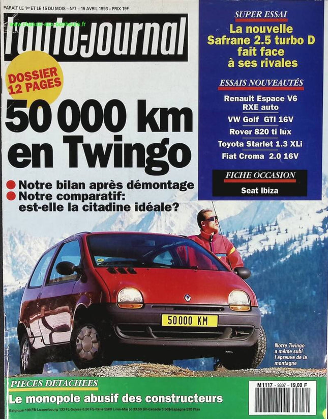 50,000 km in a Renault Twingo - L'auto journal - n° 7 - 1993 - magazine review - car