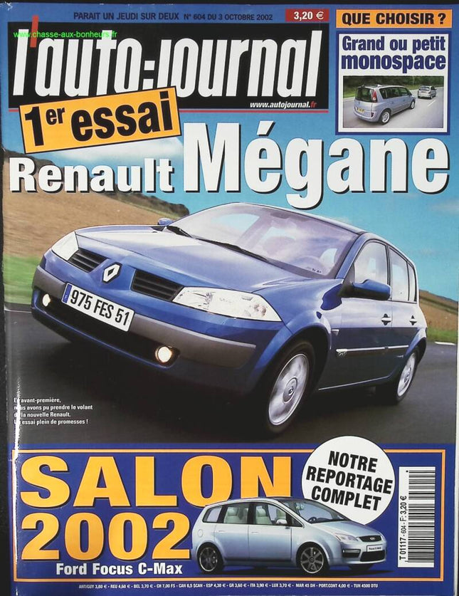 Renault Mégane - L'auto journal - n° 604 - 2002 - revue magazine - voiture
