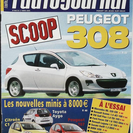 Peugeot 308 - L'auto journal - n° 668 - 2005 - revue magazine - voiture