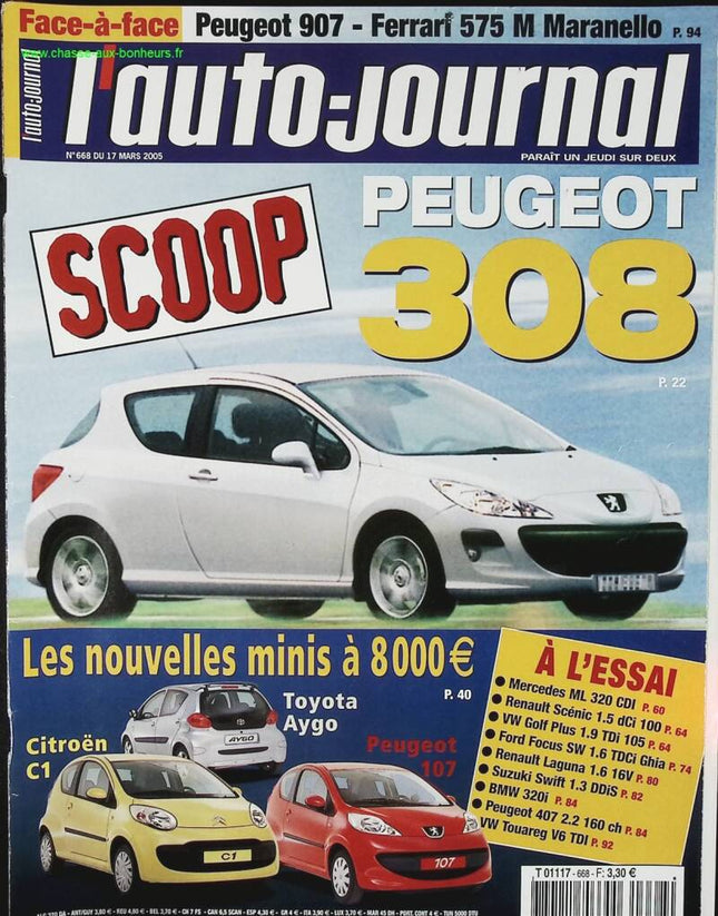 Peugeot 308 - L'auto journal - n° 668 - 2005 - revue magazine - voiture