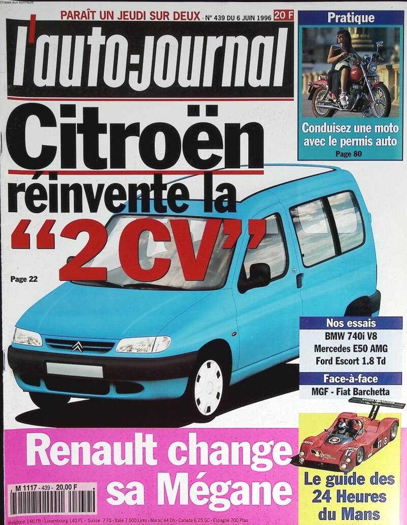 Citroën réinvente la 2CV - L'auto journal - n° 439 - 1996 - revue magazine - voiture