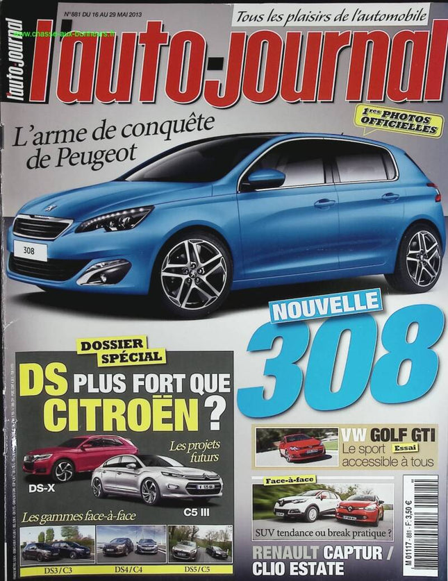 Nouvelle Peugeot 308 - L'auto journal - n° 881 - 2013 - revue magazine - voiture