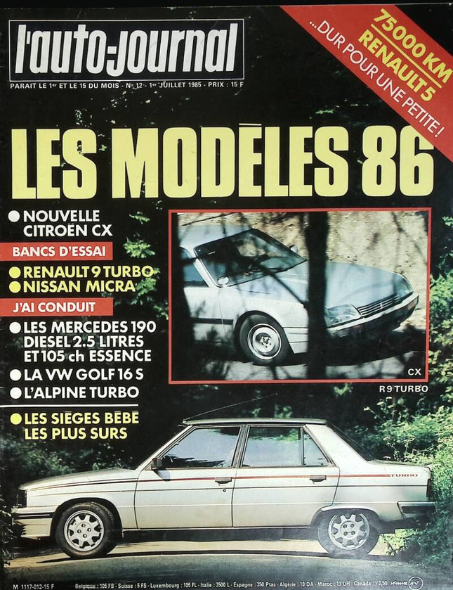 Les modèles 86 - L'auto journal - n° 12 - 1985 - revue magazine - voiture