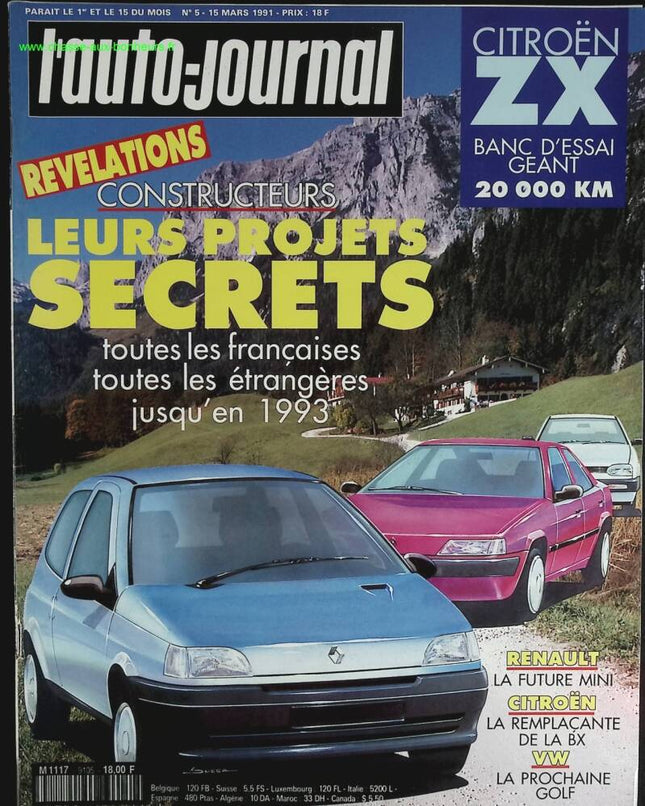 Les projets secrets - L'auto journal - n° 5 - 1991 - revue magazine - voiture