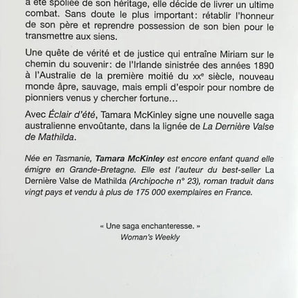 Éclair d'été - Tamara McKinley - livre