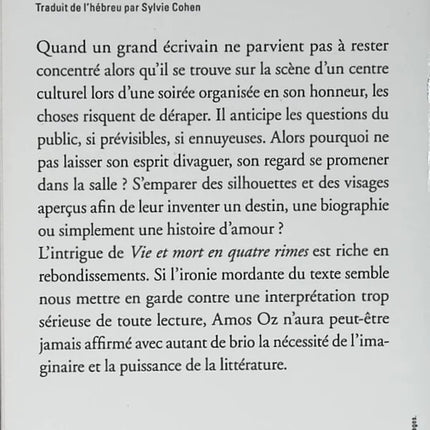 Vie et mort en quatre rimes - Amos Oz - 2009 - livre