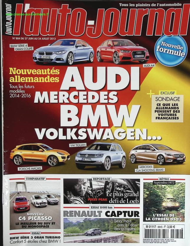 Audi Mercedes BMW Volkswagen - L'auto journal - n° 884 - 2013 - revue magazine - voiture