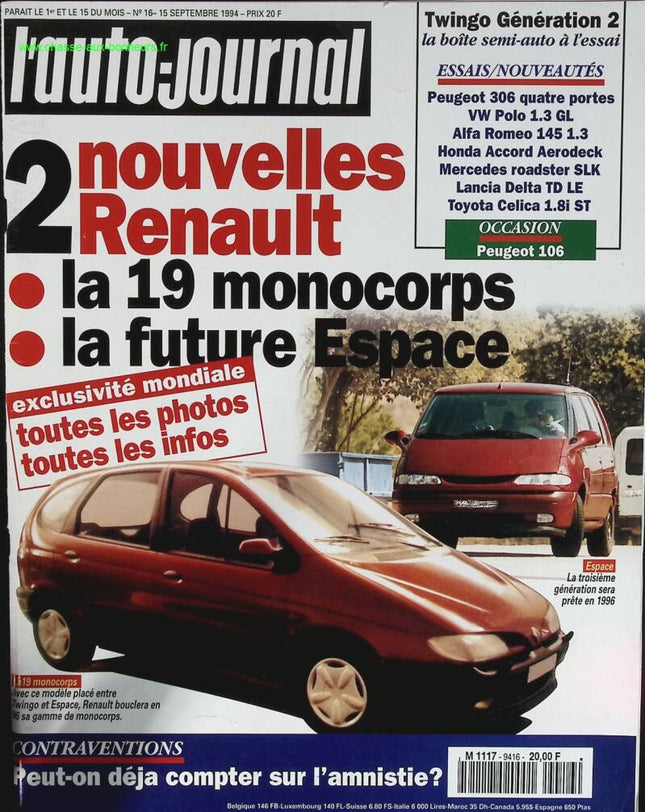 Renault 19 Espace - L'auto Journal - Nr. 16 - 1994 - Zeitschriftenrezension - Auto