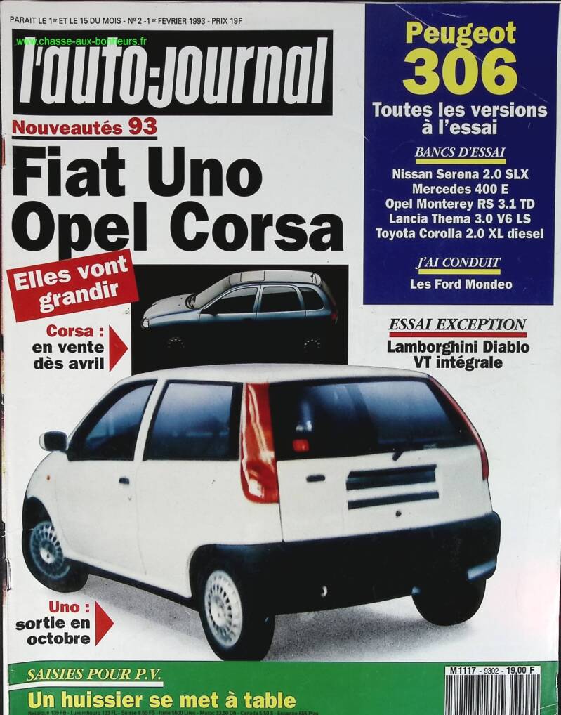 Fiat Uno Opel Corsa - L'auto journal - n° 2 - 1993 - magazine review - car