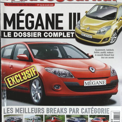 Renault Mégane III - L'auto journal - n° 753 - 2008 - revue magazine - voiture