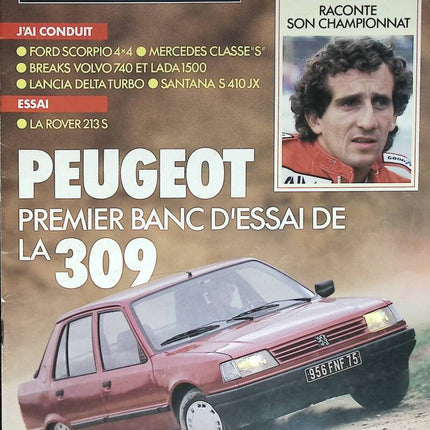 Prost Peugeot 309 - L'auto journal - n° 18 - 1985 - revue magazine - voiture