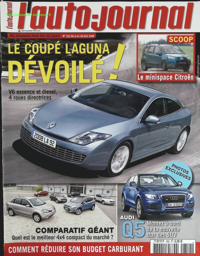 Coupé Renault Laguna dévoilé - L'auto journal - n° 752 - 2008 - revue magazine - voiture