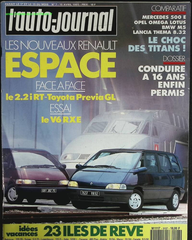Renault Espace - L'auto journal - n° 7 - 1991 - revue magazine - voiture