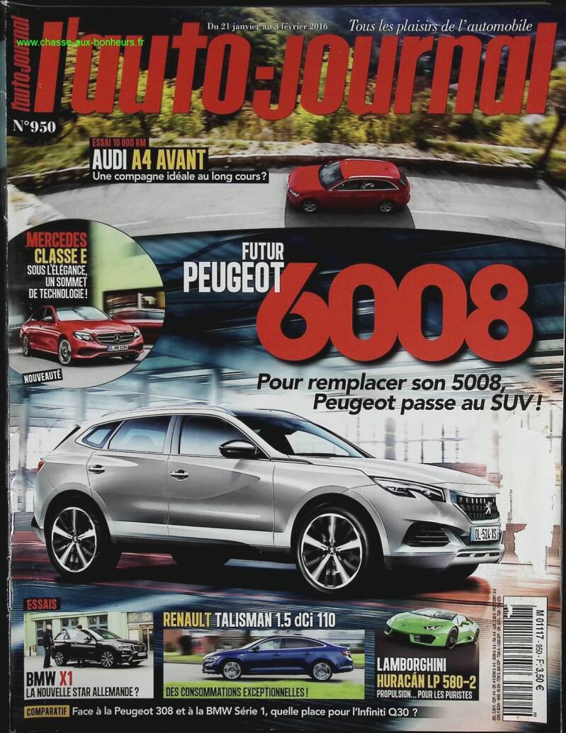 Futur Peugeot 6008 - L'auto journal - n° 950 - 2016 - revue magazine - voiture