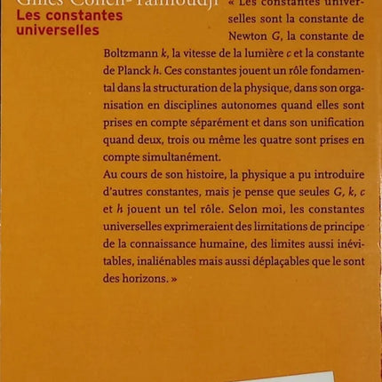 Les constantes universelles - Gilles Cohen-Tannoudji - livre