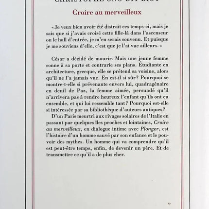 Croire au merveilleux - Christophe Ono-dit-Biot - Livre