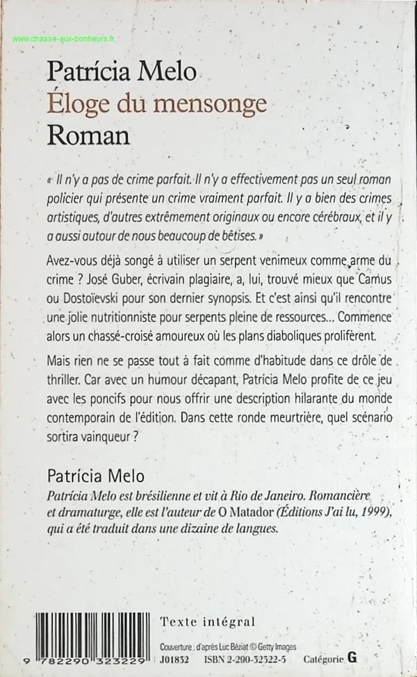 Eloge Du Mensonge - Patricia Melo - livre