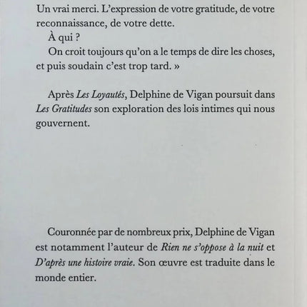 Gratitudes - Delphine de Vigan - Book