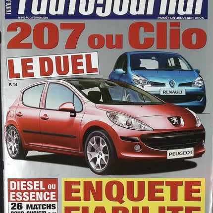 Peugeot 207 ou Renault Clio - L'auto journal - n° 665 - 2005 - revue magazine - voiture