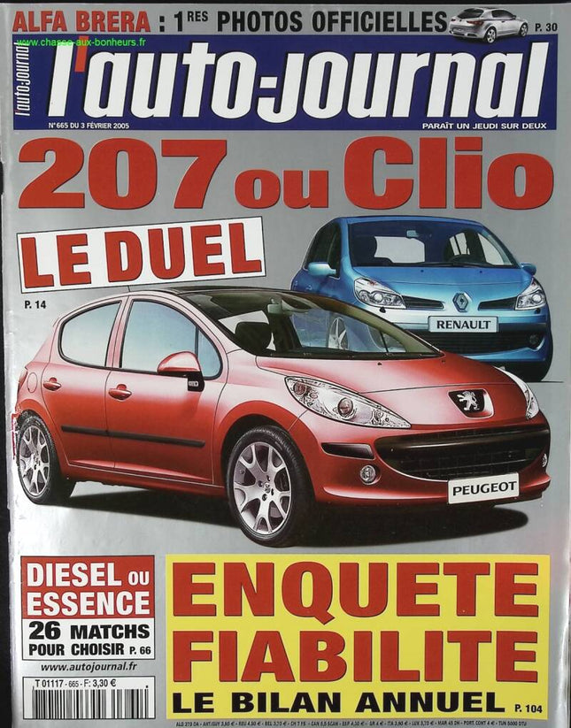 Peugeot 207 ou Renault Clio - L'auto journal - n° 665 - 2005 - revue magazine - voiture