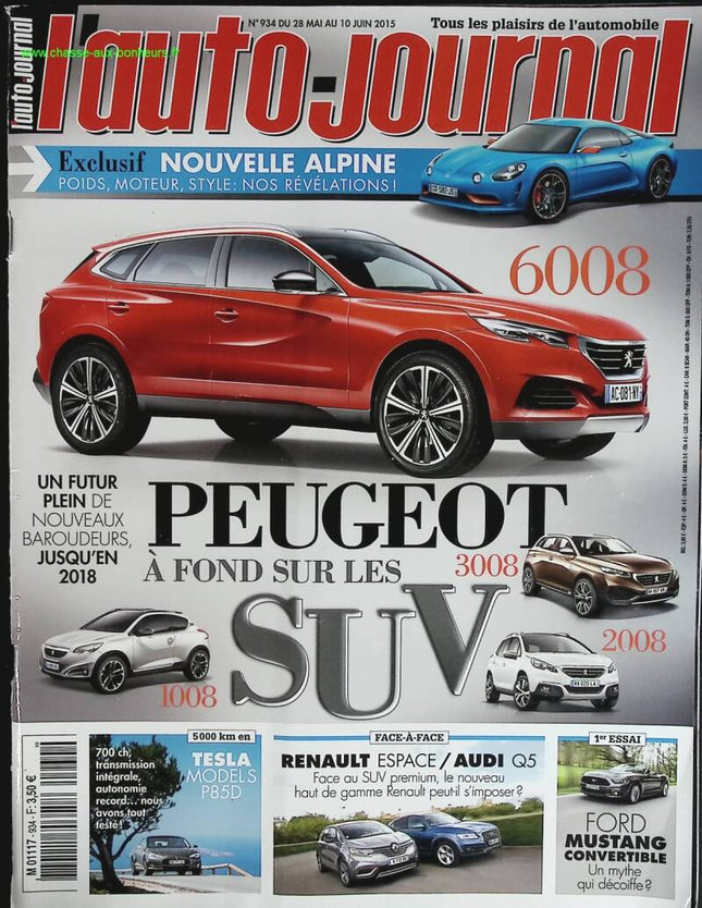 Peugeot à fond sur les SUV - L'auto journal - n° 934 - 2015 - revue magazine - voiture
