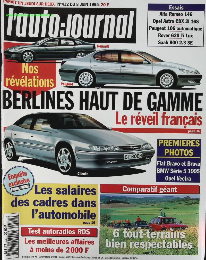 Berlines haut de gammes française - L'auto journal - n° 412 - 1995 - revue magazine - voiture