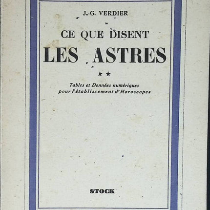 Was die Sterne sagen - JG Verdier - 1947 - Buch