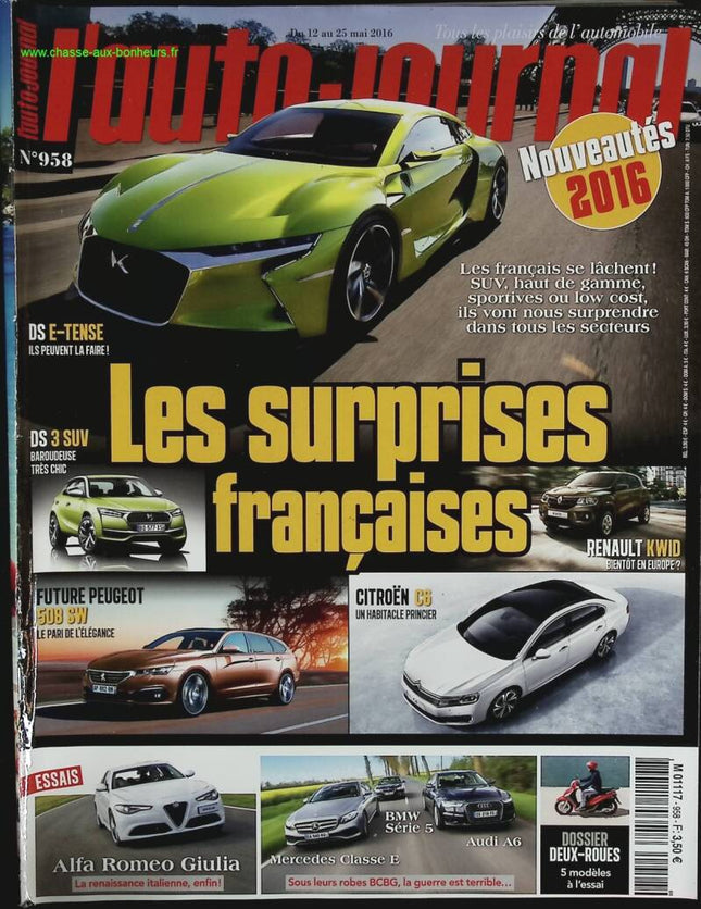 Les surprises françaises - L'auto journal - n° 958 - 2016 - revue magazine - voiture
