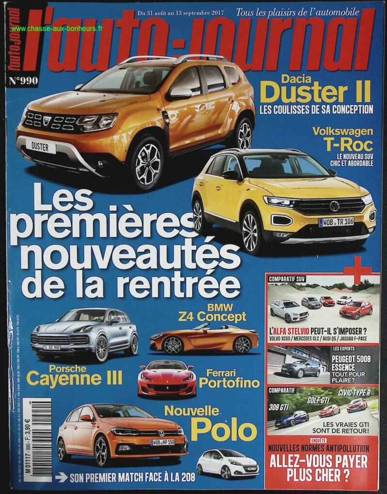 Dacia Duster Porsche Cayenne - L'auto journal - n° 990 - 2017 - revue magazine - voiture