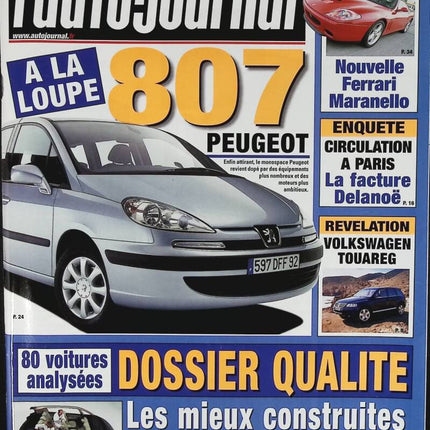 Peugeot 807 - L'auto journal - n° 594 - 2002 - revue magazine - voiture