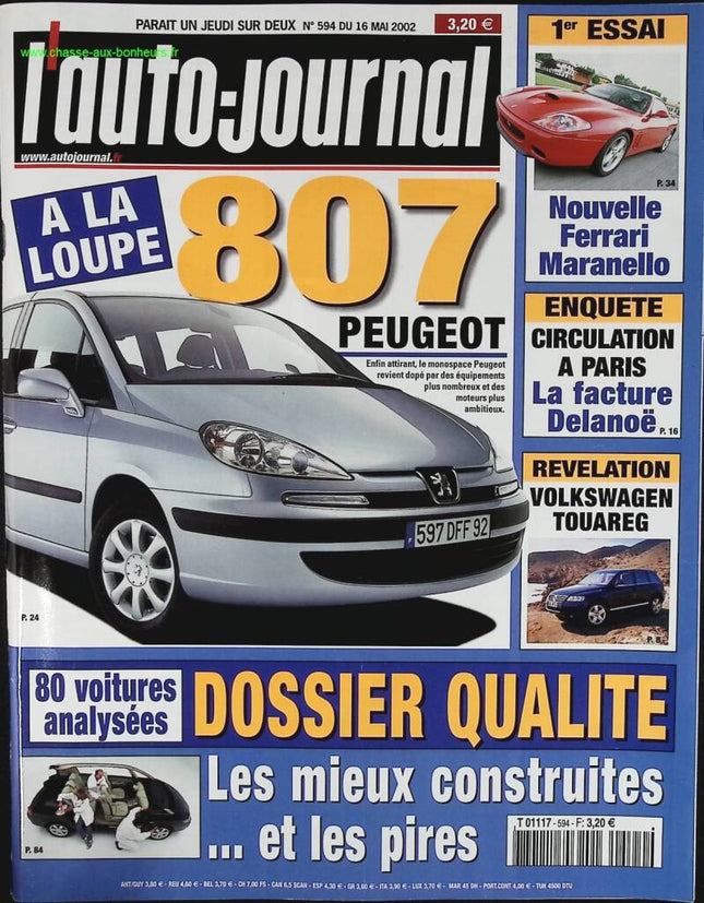 Peugeot 807 - L'auto journal - n° 594 - 2002 - Zeitschriftenbericht - Auto