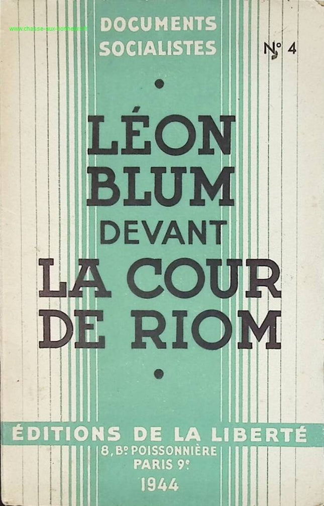 Léon Blum vor dem Gericht von Riom - Sozialistische Dokumente - Buch