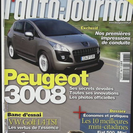 Peugeot 3008 - L'auto journal - n° 768 - 2009 - revue magazine - voiture