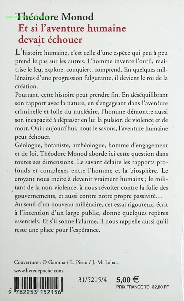 And if the human adventure were to fail - Théodore Monod - book
