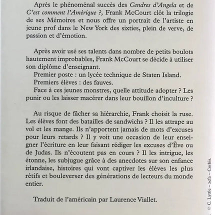 Teacher Man - Un Jeune Prof À New York - Frank MCCOURT - Livre