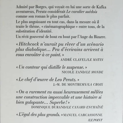 Le cavalier suédois - Leo Perutz - livre