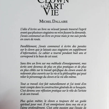 Le clown l'art la vie - Michel Dallaire - Livre