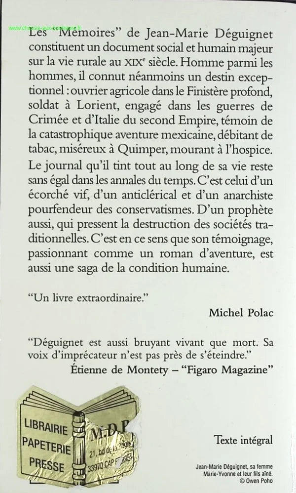 Memoirs of a Lower Breton Peasant - Jean-Marie Deguignet - book